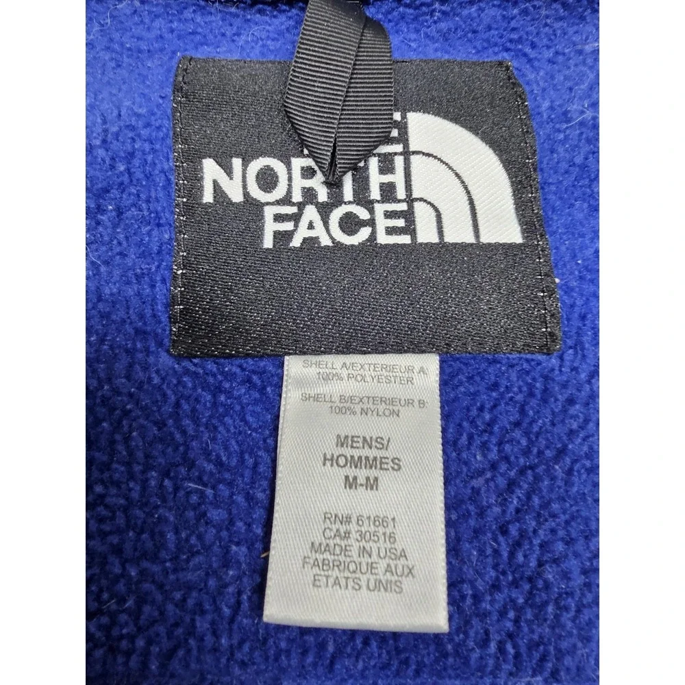 VINTAGE North Face Vest Mens Medium Blue Denali Fleece Nylon Full Zip Made USA